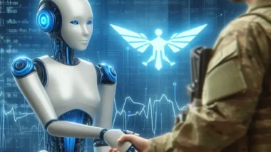 An AI Shaking Hands with a Soldier